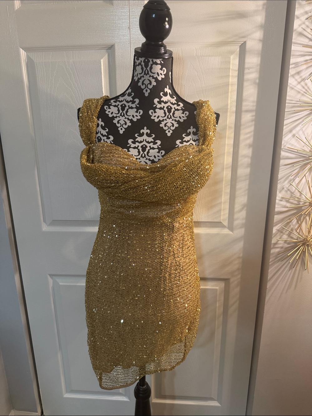 Fashion Nova Gold Sequin Mini Dress